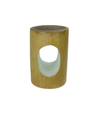 Fine Asianliving Hocker Mango Holz Handgefertigt in Thailand Natur Weiß B36xH41xT36cm