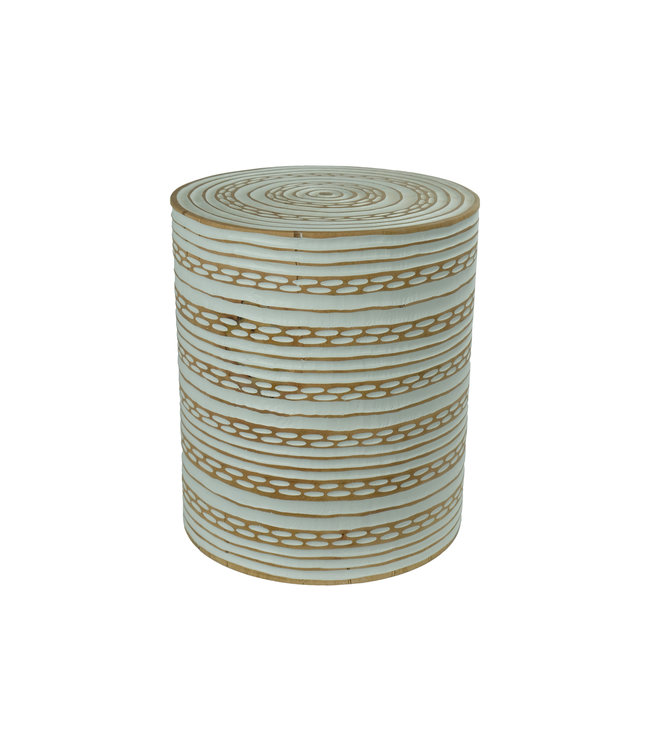 Sgabello in Legno di Mango Fatto a Mano in Thailandia Bianco L36xH41xP36cm