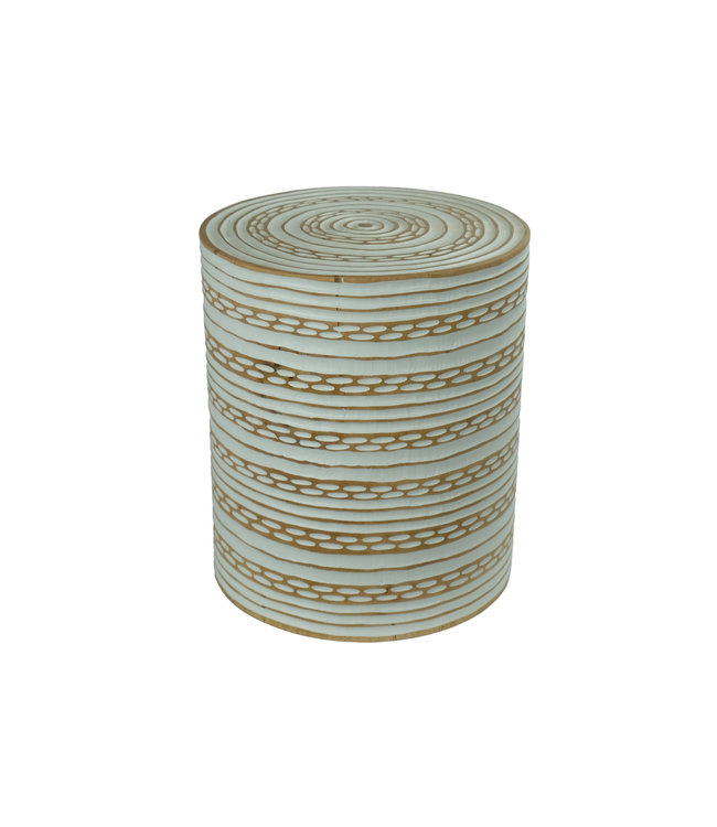 Taburete de Madera de Mango Hecho a Mano en Tailandia Blanco W36xH41xF36cm