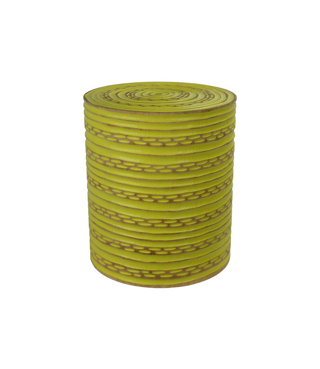 Sgabello in Legno di Mango Fatto a Mano in Thailandia Giallo L36xH41xP36