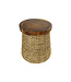 Handbraided Jute Stool with Wooden Top Handmade in Thailand 40x45cm