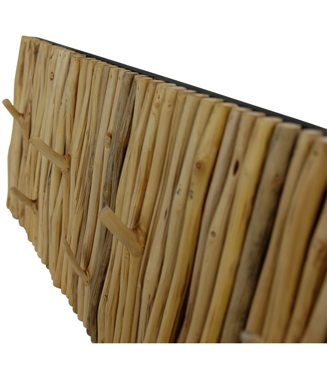 Houten Wandkapstok Massief Mangosteenwood Handgemaakt Thailand L80xB30xH5cm