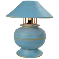Lampe de Table en Bambou Spirale Fait Main Bleue 37x37x40cm