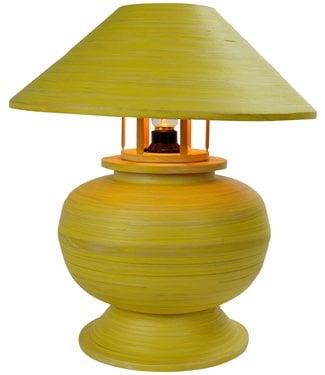 Fine Asianliving Lampe de Table en Bambou Spirale Fait Main Jaune 37x37x40cm