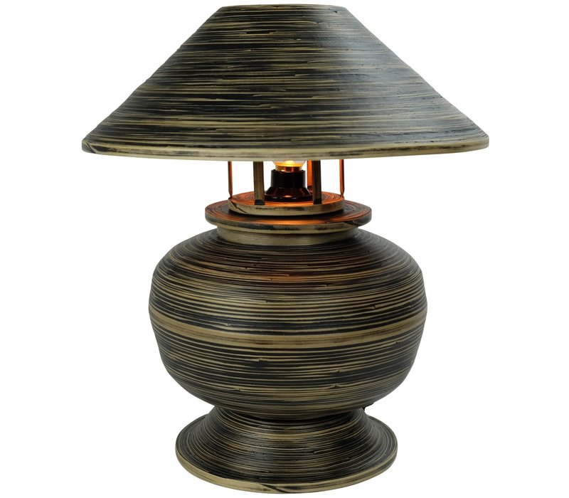 Bamboo Table Lamp Spiral Handmade Black D37xH40cm