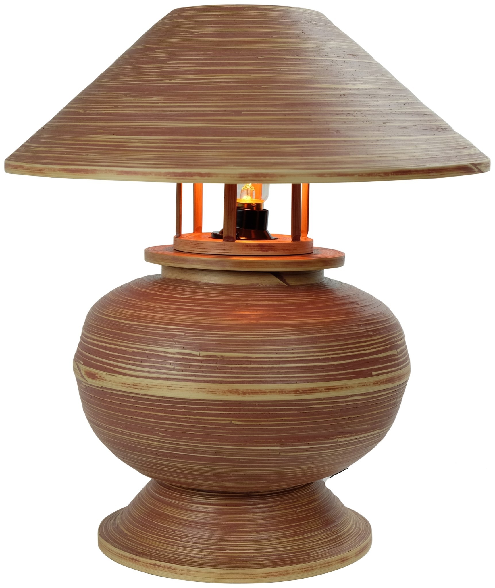Tischlampe Bambus Spirale Handgefertigt Brown 37x37x40cm - Orientique -  Asianliving