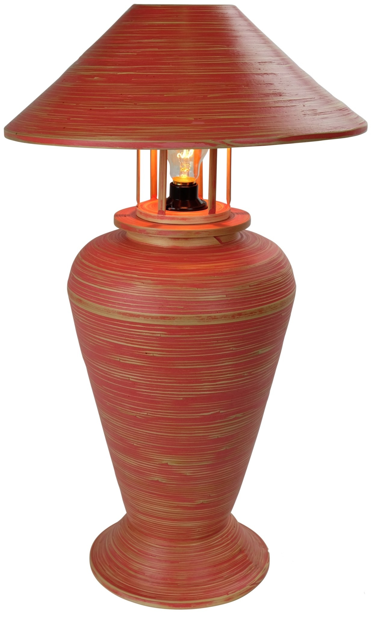 Tischlampe Bambus Spirale Handgefertigt Rot 40x40x65cm - Orientique -  Asianliving