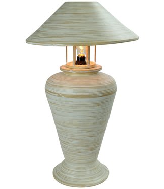 Fine Asianliving Lampada da Tavolo in Bambù a Spirale Fatta a Mano Bianca 40x40x65cm