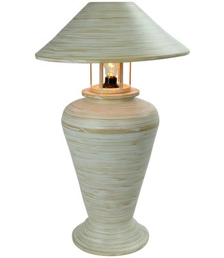 Fine Asianliving Lampe de Table en Bambou Spirale Fait Main Blanche 40x40x65cm