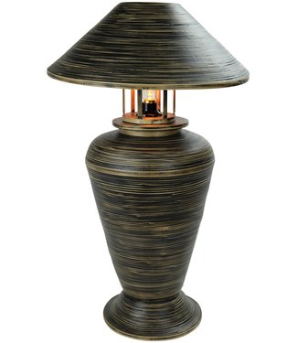 Fine Asianliving Lampada da Tavolo in Bambù a Spirale Fatta a Mano Nera 40x40x65cm