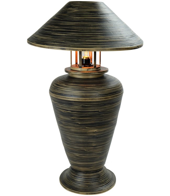 Bamboe Tafellamp Spiraal Handgemaakt Zwart D40xH65cm