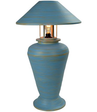 Fine Asianliving Tischlampe Bambus Spirale Handgefertigt Blau 40x40x65cm