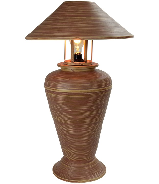 Bamboo Table Lamp Spiral Handmade Brown D40xH65cm