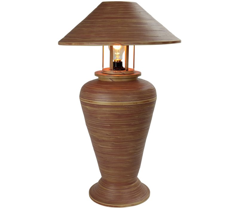 Lampe de Table en Bambou Spirale Fait Main Brun 40x40x65cm