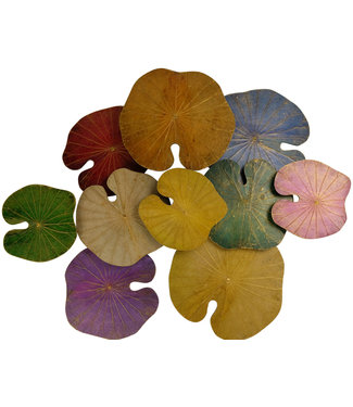 Fine Asianliving Lotus Leaf Painting Sustainable Wall Art 3D Multicolour