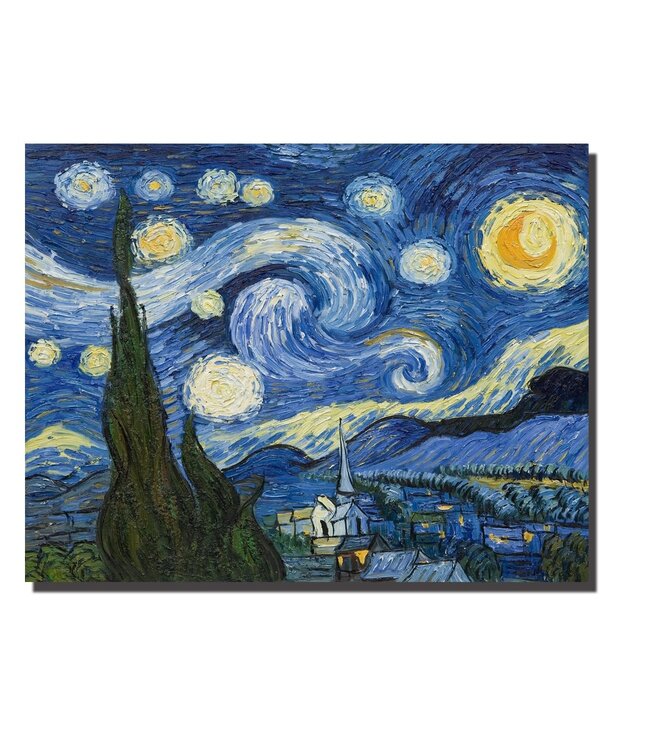 Tableau sur Toile Vincent van Gogh La Nuit Étoilée Giclée et Embelli à la Main L90xH70cm