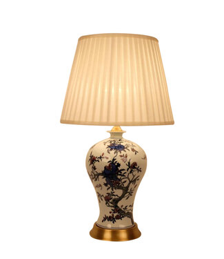 Fine Asianliving Chinese Table Lamp Porcelain with White Blue Flower Branches