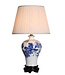 Chinesische Tischlampe Porzellan mit Lampenschirm Orientalische Tischleuchte Keramik