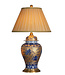 Lámpara de Mesa de Porcelana China Azul con el Patrón Oro