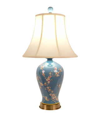 Fine Asianliving Chinese Table Lamp Porcelain Hand-painted Blue