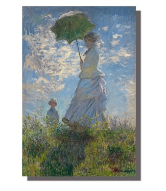 Fine Asianliving Wandkunst Leinwanddruck 120x80cm Frau Sonnenschirm Claude Monet Handverziert Giclee Handgefertigt