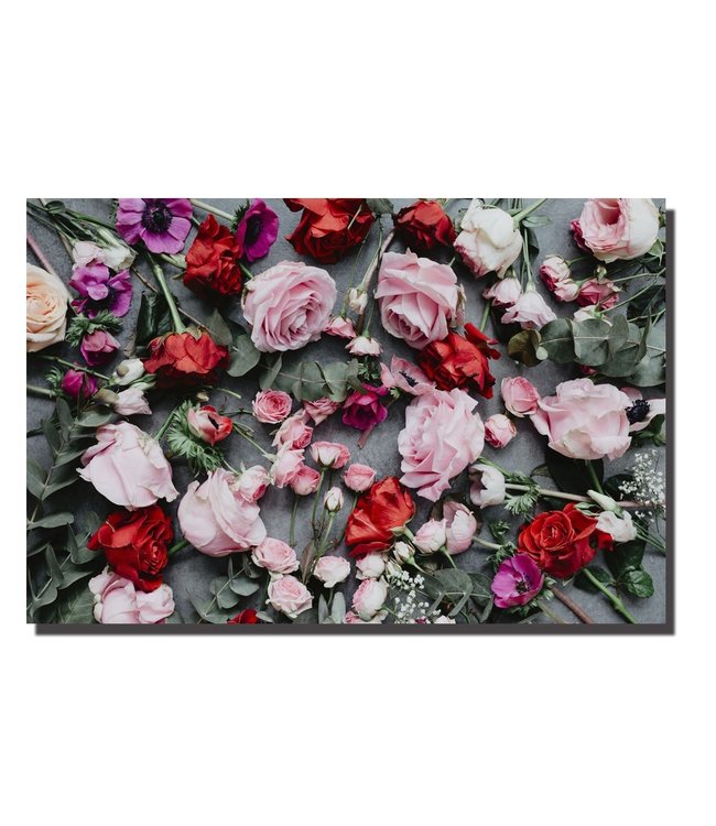 Art Mural Impression Sur Toile 120x80cm Jardin de Roses Embelli à La Main Giclée Fait à La Main