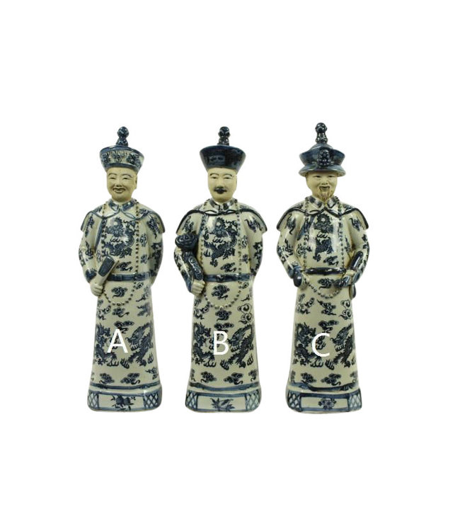 Figurine en Porcelaine Empereur Chinois Trois Générations Statues de La Dynastie Qing Ensemble Fait à La Main/3 L12xP10xH42cm