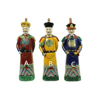 Chinesischer Kaiser Porzellanfigur Drei Generationen Qing Dynastie Statuen Set/3 B12xT10xH42cm