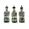 Fine Asianliving Chinese Emperor Porcelain Figurine Three Generations Qing Dynasty Statues  Blue-White Set/3