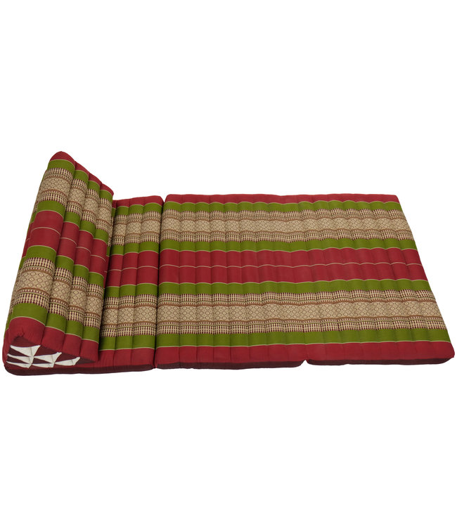Colchón Tailandés de 3 Pliegues con Cojín Triangular Plegable 80x190x7cm XXXL Rojo Verde
