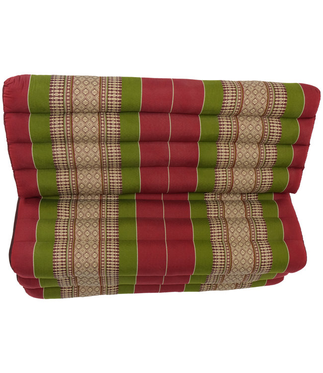 Colchón Tailandés de 3 Pliegues con Cojín Triangular Plegable 80x190x7cm XXXL Rojo Verde