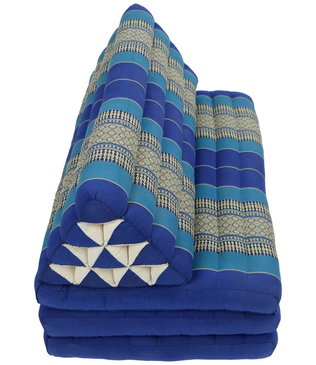 Colchón Tailandés de 3 Pliegues con Cojín Triangular Plegable 80x190x7cm XXXL Océano Azul