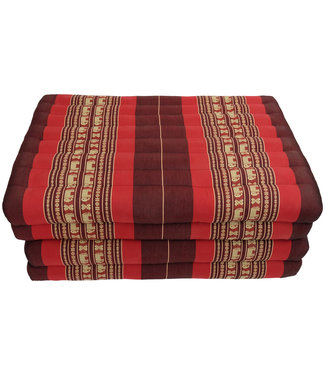 Fine Asianliving Colchón Tailandés de 4 Pliegues Plegable 80x200x8cm XXXL Rojo Elefante