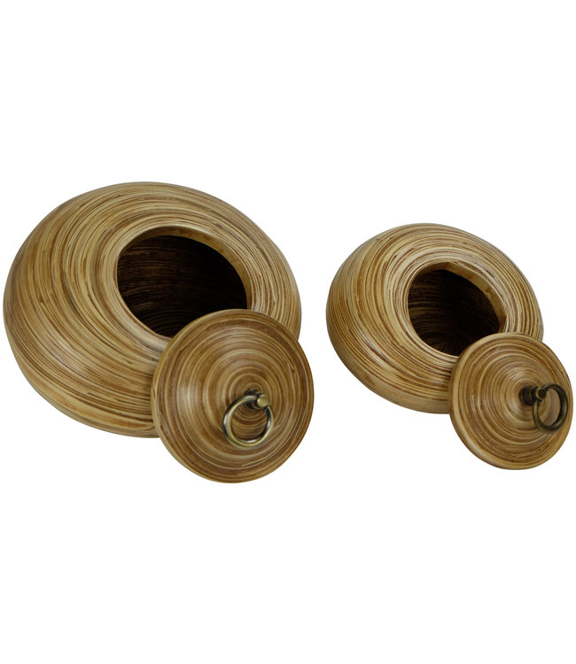 Thaise Pot Met Deksel Bamboe 8 inch Handgemaakt in Thailand Naturel