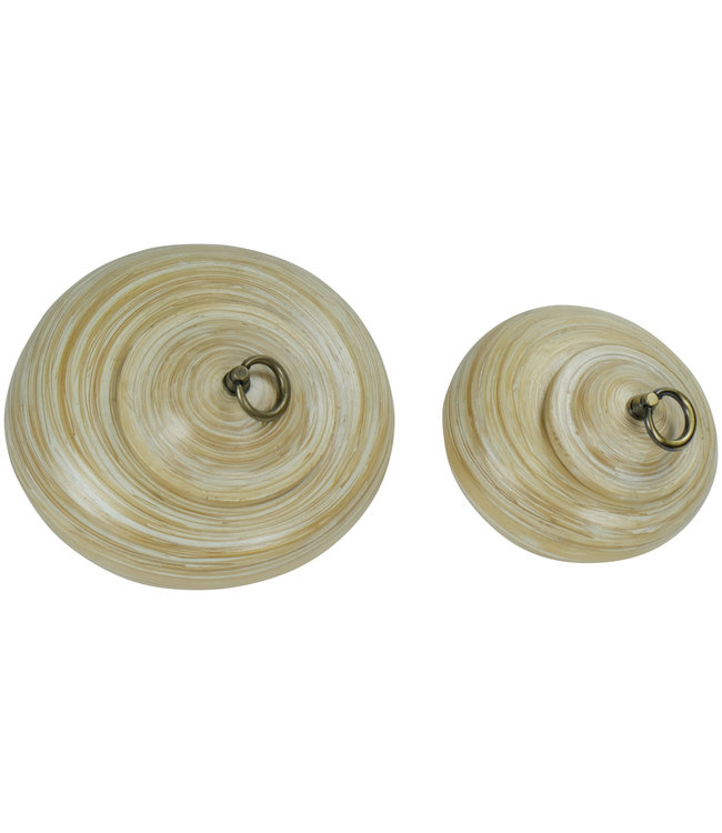 Thaise Pot Met Deksel Bamboe 8 inch Handgemaakt in Thailand Wit