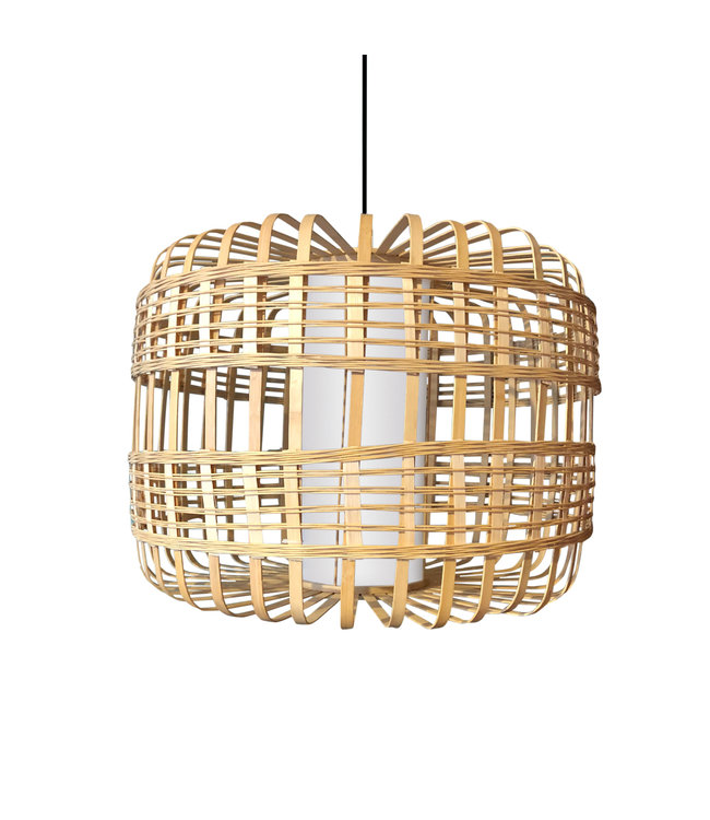 Lampe á Suspension en Bambou Fait Main - Bretagne L50xP50xH40cm