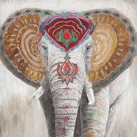 Wall Art Canvas Print 100x100cm Indische Olifant Handgemaakt Giclee