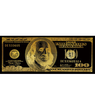 Fine Asianliving Pop Art Dollar Note Black Gold Digitalprint W150xH60cm