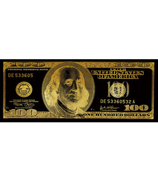 Fine Asianliving Pop Art Dollar Note Noir Or L150xH60cm