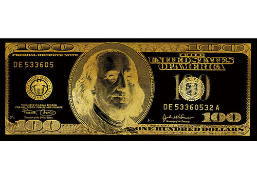 Fine Asianliving Dollarnote Schwarzgold Digitaldruck B150xH60cm Spiegel
