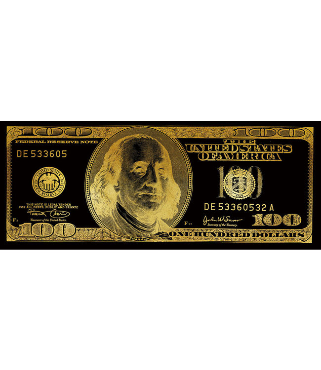 Pop Art Dollar Note Noir Or L150xH60cm