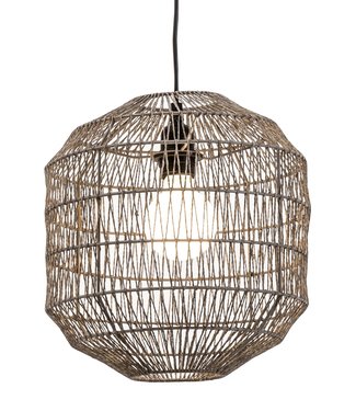 Fine Asianliving Lampe á Suspension Papier Corde Tissé Noir Mat D.29xH22cm