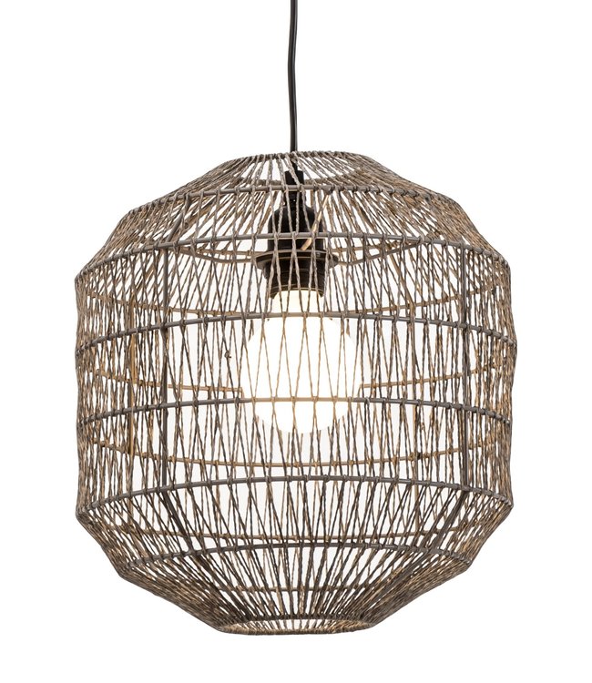 Pendant Light Paper Rope Weaved Matte Black D29xH22cm