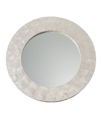 Fine Asianliving Round Wall Mirror Capiz Frame Handmade Mother-of-Pearl D61cm