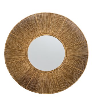 Fine Asianliving Miroir Mural Rond Cadre Corde Tissé Main D70x6.2cm