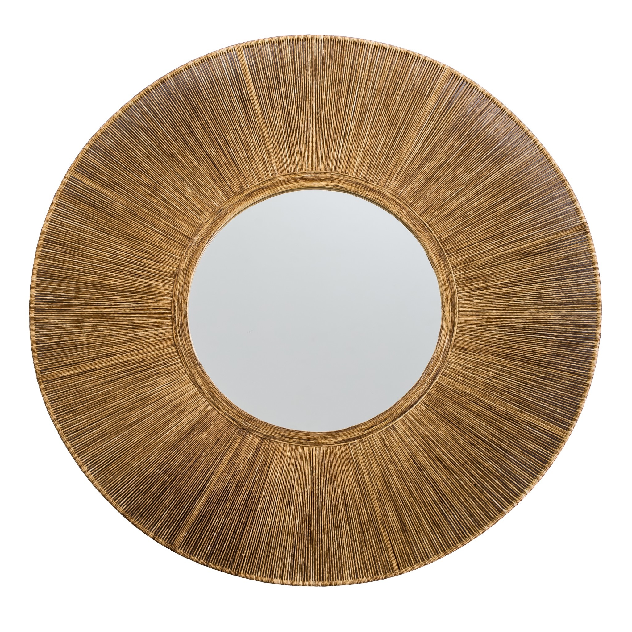 Specchio da Parete Rotondo con Cornice in Corda Intrecciata a Mano D70 -  Orientique - Asianliving