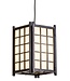 Lampe á Suspension Japonaise en Bois Shoji Papier de Riz Noir - Dofu L20.5xP20.5xH31cm