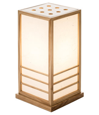Fine Asianliving Japanische Lampe Holz und Shoji Reispapier Natur Groß - Miyazaki B22xT22xH40cm
