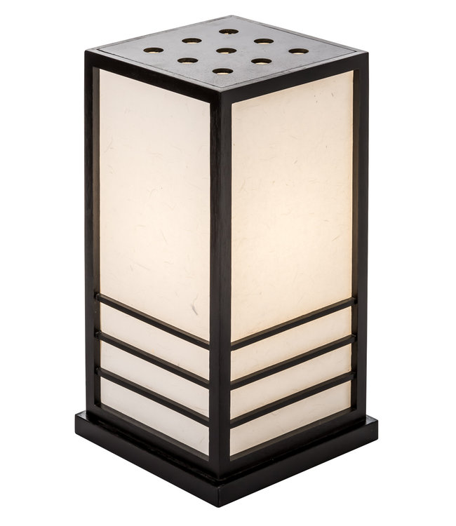 Lampada da Tavolo Giapponese in Legno e Carta Shoji Nera Grande - Miyazaki L22xP22xA40cm