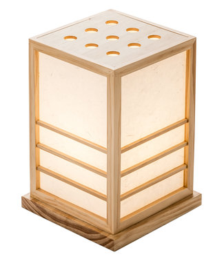 Fine Asianliving Lampe de Table Japonaise en Bois Shoji Papier de Riz Naturel - Miyazaki L20xP20xH28cm